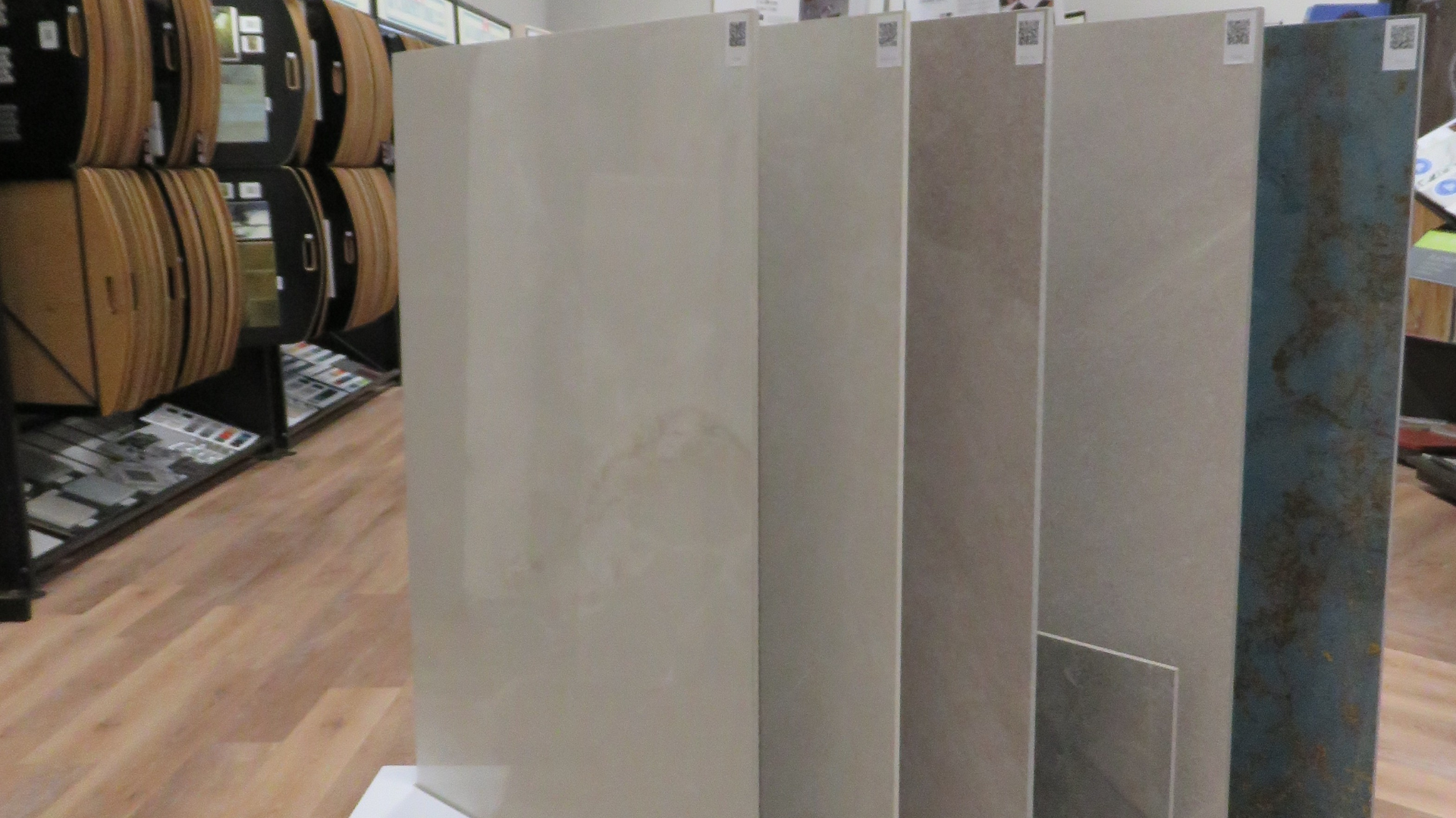 Large porcelain tile slabs on display near Stratford, ON at Larry's Carpet One Floor & Home